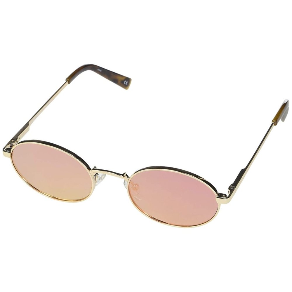 Le Specs "Poseidon" gold polarized oval sunglasses NWT